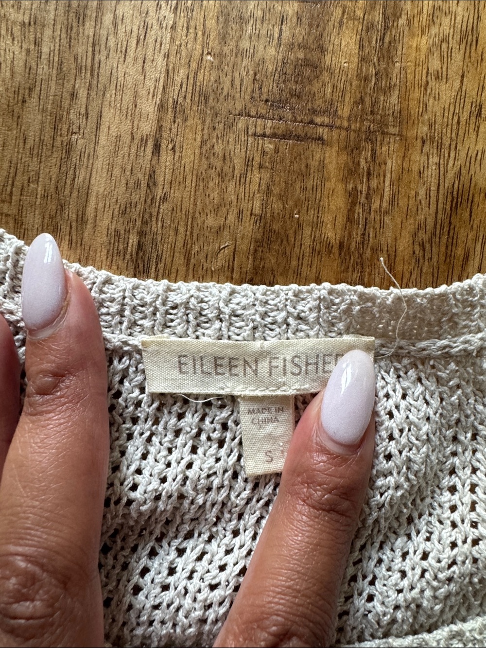 Eileen Fisher beige Cream Knit Short-Sleeve Swing long tunic Top - Women’s Sm - Picture 5 of 8